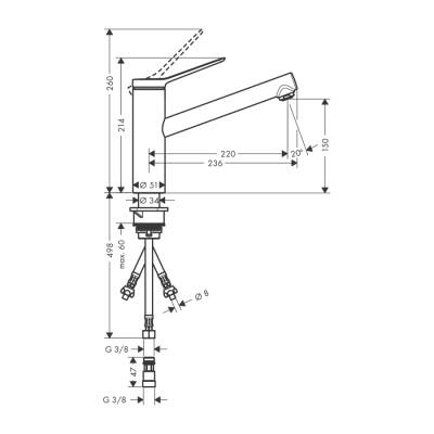 HansGrohe Zesis M33 Tek Kollu Eviye Bataryası, 150, Lowpressure, 1Jet - 74806000 - 2