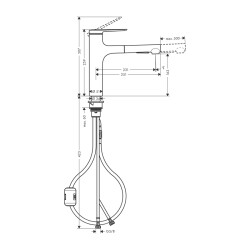 HansGrohe Zesis M33 Tek Kollu Eviye Bataryası, 160, Çekilebilir El Duşu, 2Jet - 74801000 - 2