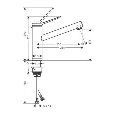 HansGrohe Zesis M33 Tek Kollu Eviye Bataryası 160, Pencere Önü Montaj, 1Jet - 74805000 - 2