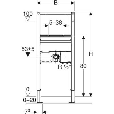 Lavabo için Geberit Duofix elemanı, 112 cm, sıva altı fonksiyon kutulu elektronik tezgah üstü batarya - 3