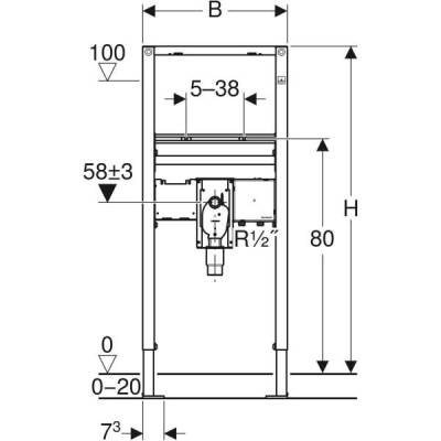 Lavabo için Geberit Duofix elemanı, 112 cm, sıva altı fonksiyon kutulu elektronik tezgah üstü batarya, gömme sifonlu - 3