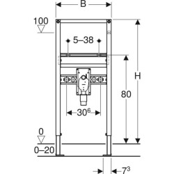 Lavabo için Geberit Duofix elemanı, 112 cm, tezgah üstü batarya, gömme sifonlu - 3