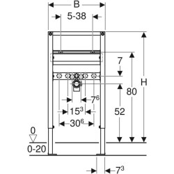 Lavabo için Geberit Duofix elemanı, 82–98 cm, tezgah üstü batarya: B=50cm, H=82–98cm, T=7.5cm - 3