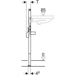 Lavabo için Geberit Duofix elemanı, 82–98 cm, tezgah üstü batarya: B=50cm, H=82–98cm, T=7.5cm - 4