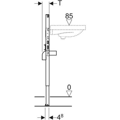 Lavabo için Geberit Duofix elemanı, 82–98 cm, tezgah üstü batarya: B=50cm, H=82–98cm, T=7.5cm - 4