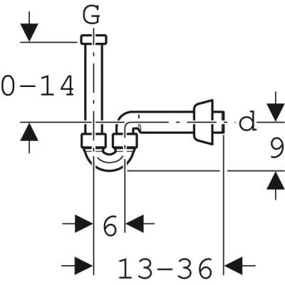 Lavabo için Geberit P tipi sifon, adaptör conta, yatay çıkış: d=40mm, G=1 1/4', Parlak krom - 3