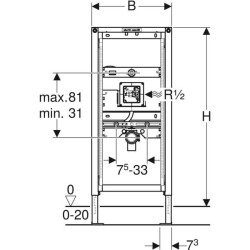 Pisuvar için Geberit Duofix elemanı, 112–130 cm, üniversal, gizli pisuvar deşarj kontrolü için - 3