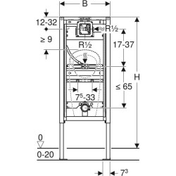 Pisuvar için Geberit Duofix elemanı, 112–130 cm, üniversal, jet yıkamalı için - 3