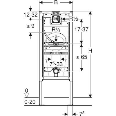 Pisuvar için Geberit Duofix elemanı, 112–130 cm, üniversal, jet yıkamalı için - 3