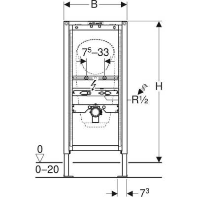 Pisuvar için Geberit Duofix elemanı, 112–130 cm, üniversal, sıva üstü su bağlantılı modeller için - 3