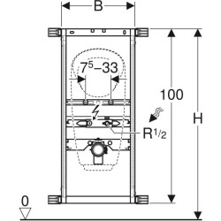 Pisuvar için Geberit Kombifix elemanı, 109–127 cm, üniversal, sıva üstü su bağlantılı modeller için - 3