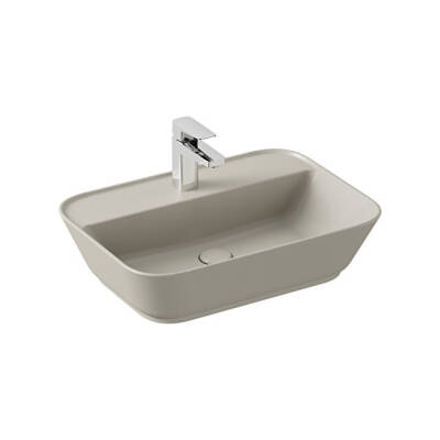 VitrA Geo Dikdörtgen Çanak Lavabo Mat Bej, 60 cm - 1