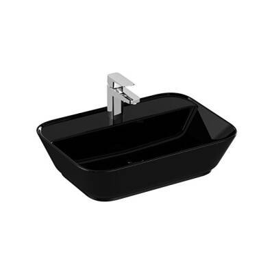 VitrA Geo Dikdörtgen Çanak Lavabo Parlak Siyah, 60 cm - 1