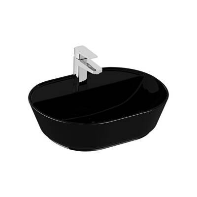 VitrA Geo Oval Tezgah Üstü Lavabo Parlak Siyah, 55 cm - 1