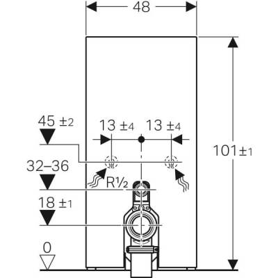 Yere oturan klozet için Geberit Monolith sıhhi modülü, 101 cm, cam ön kaplama: beyaz cam, alüminyum - 3