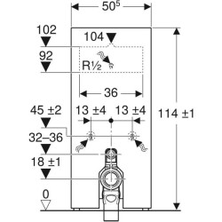 Yere oturan klozet için Geberit Monolith sıhhi modülü, 114 cm, cam ön kaplama: beyaz cam, alüminyum - 3